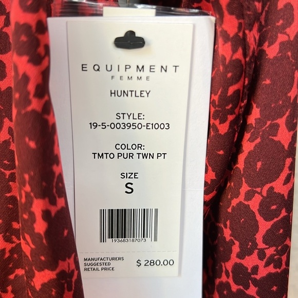 Equipment Huntley Floral Burgundy Red Long Sleeve Button Down Top Size S - Picture 9 of 11
